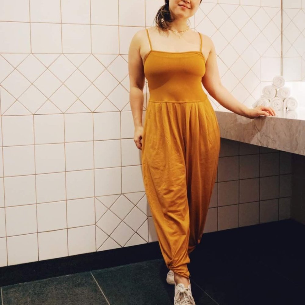 Free People Strappy Jumpsuit in Mustard